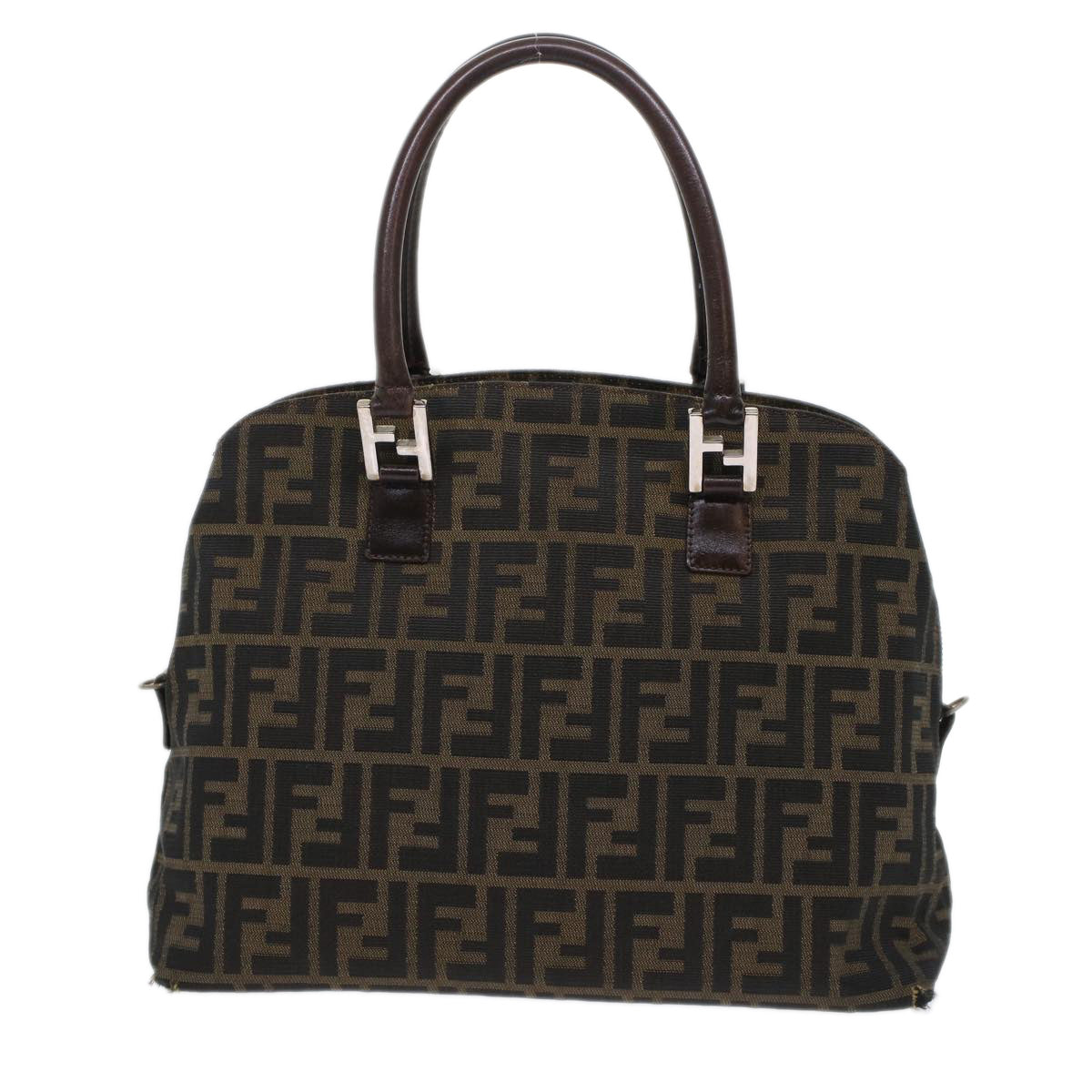FENDI Zucca Canvas Hand Bag 2way Black Brown Auth rd5605