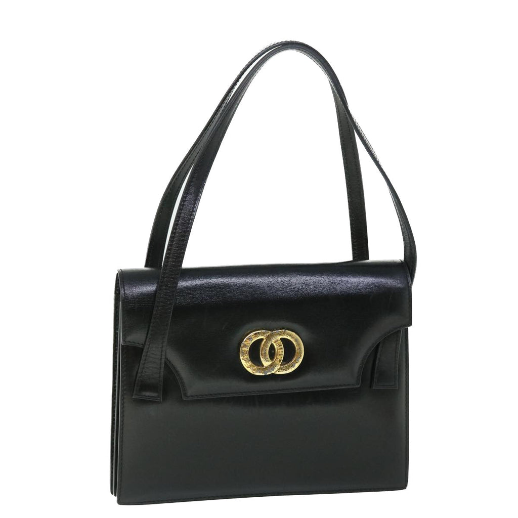 CELINE Circle Shoulder Bag Leather Black  rd5696