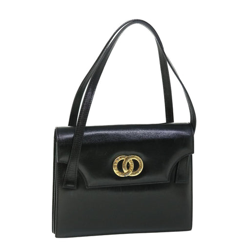 CELINE Circle Shoulder Bag Leather Black  rd5696