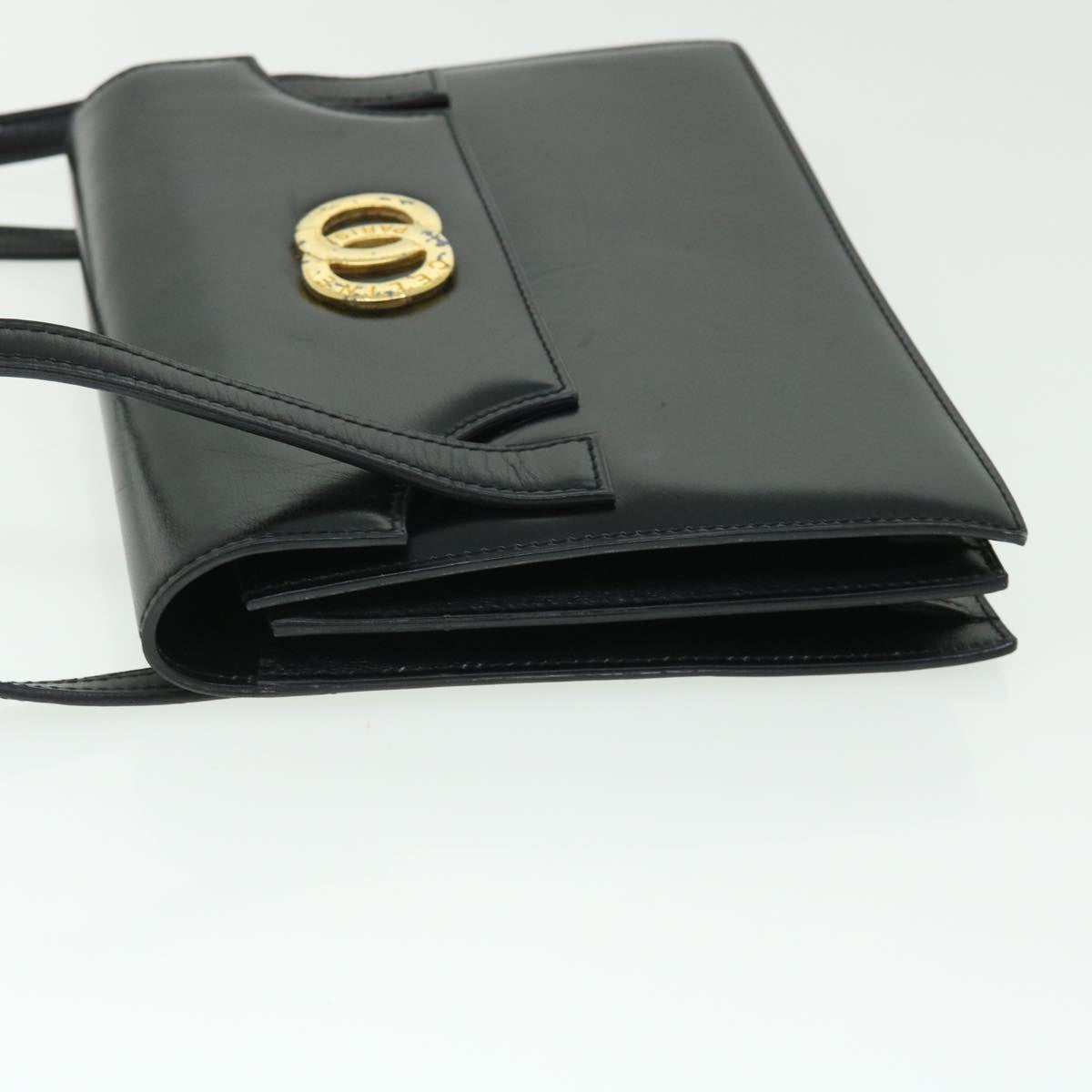 CELINE Circle Shoulder Bag Leather Black  rd5696