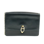 CELINE Horse Carriage Chain Shoulder Bag Leather Navy  rd740