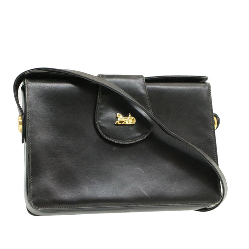 CELINE Horse Carriage Shoulder Bag Black Leather  rd764