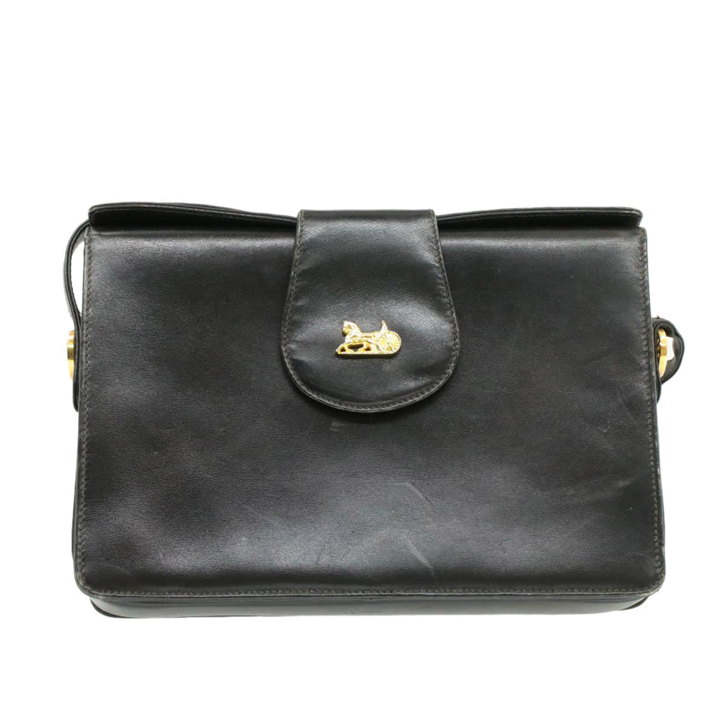 CELINE Horse Carriage Shoulder Bag Black Leather  rd764
