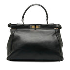 Fendi Peekaboo Medium Handbag Shoulder Bag 8BN226 Black Leather