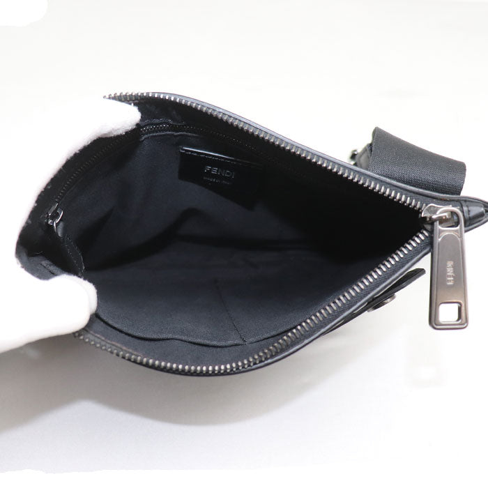 Fendi Embossed Leather Shoulder Bag Black