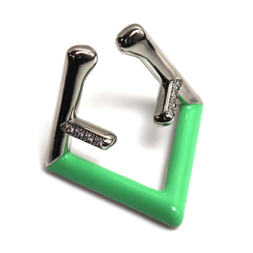 Fendi Brass Crystal First Ear Cuff Earrings