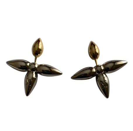 Louis Vuitton LOUISETTE STUD EARRINGS BLACK GOLD