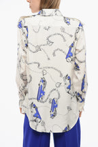 Burberry Silk Printed Shirt with Insigna Shoulder