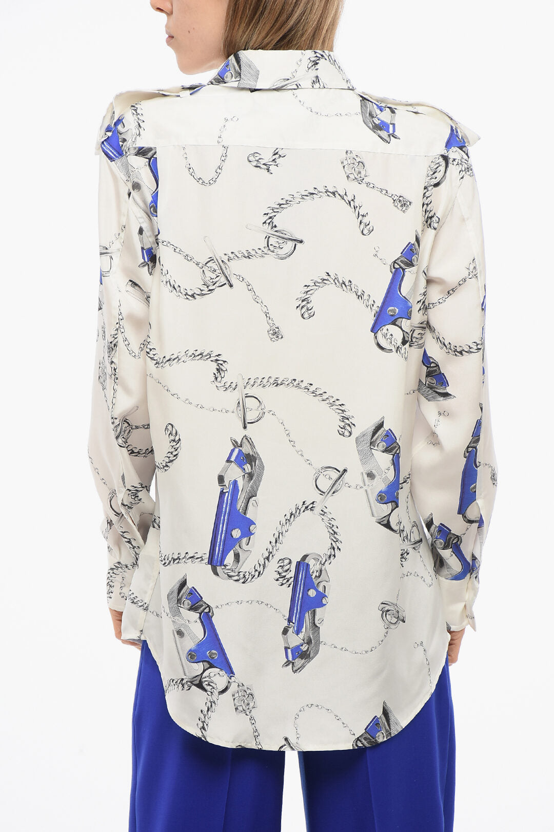Burberry Silk Printed Shirt with Insigna Shoulder