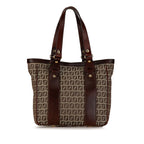 Fendi Zucchino Canvas Leather Tote Bag 8BH161