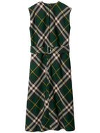 Burberry Women Check Motif Wool Midi Dress