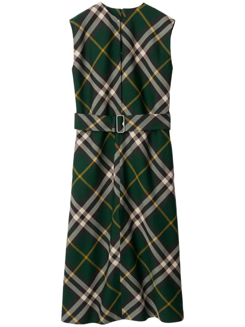 Burberry Women Check Motif Wool Midi Dress
