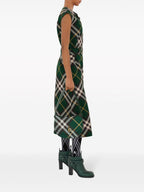 Burberry Women Check Motif Wool Midi Dress
