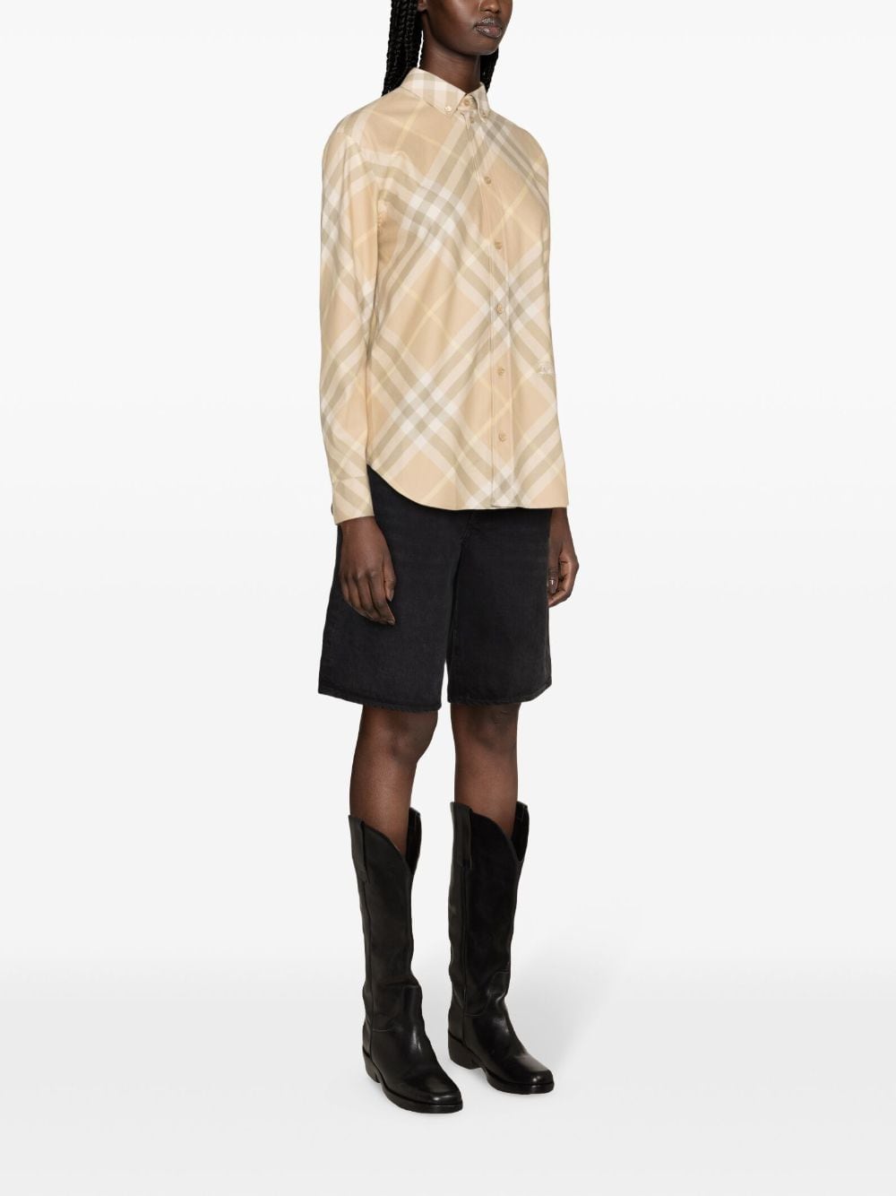 Burberry Women Check Motif Cotton Shirt