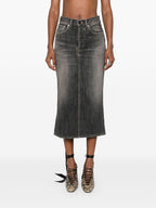 Balenciaga Women Lace-Up Denim Skirt