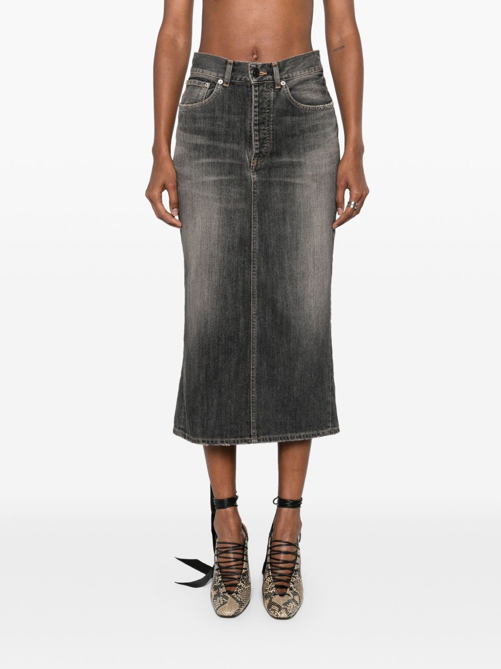 Balenciaga Women Lace-Up Denim Skirt