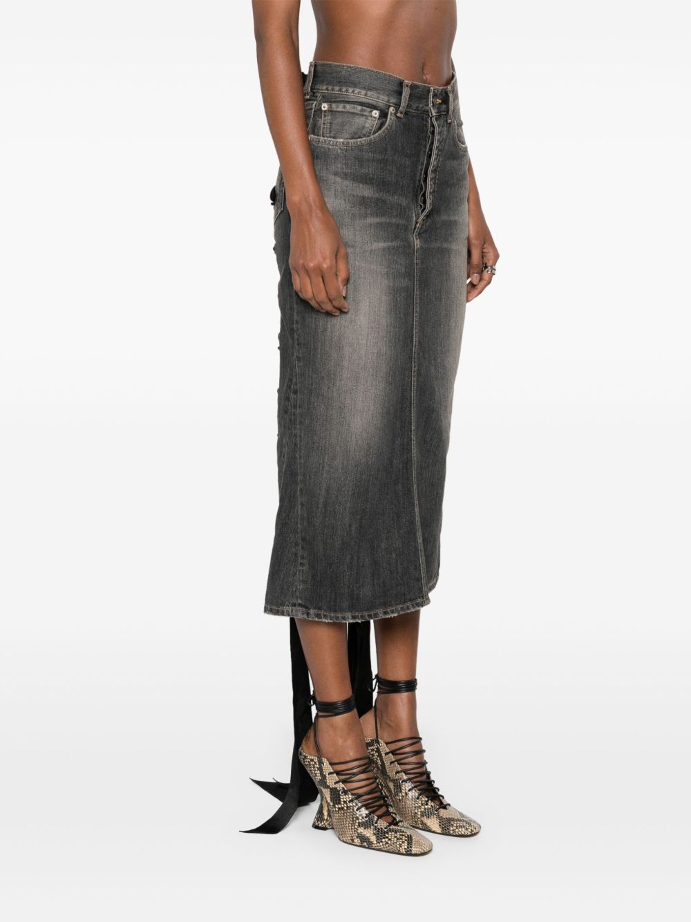 Balenciaga Women Lace-Up Denim Skirt