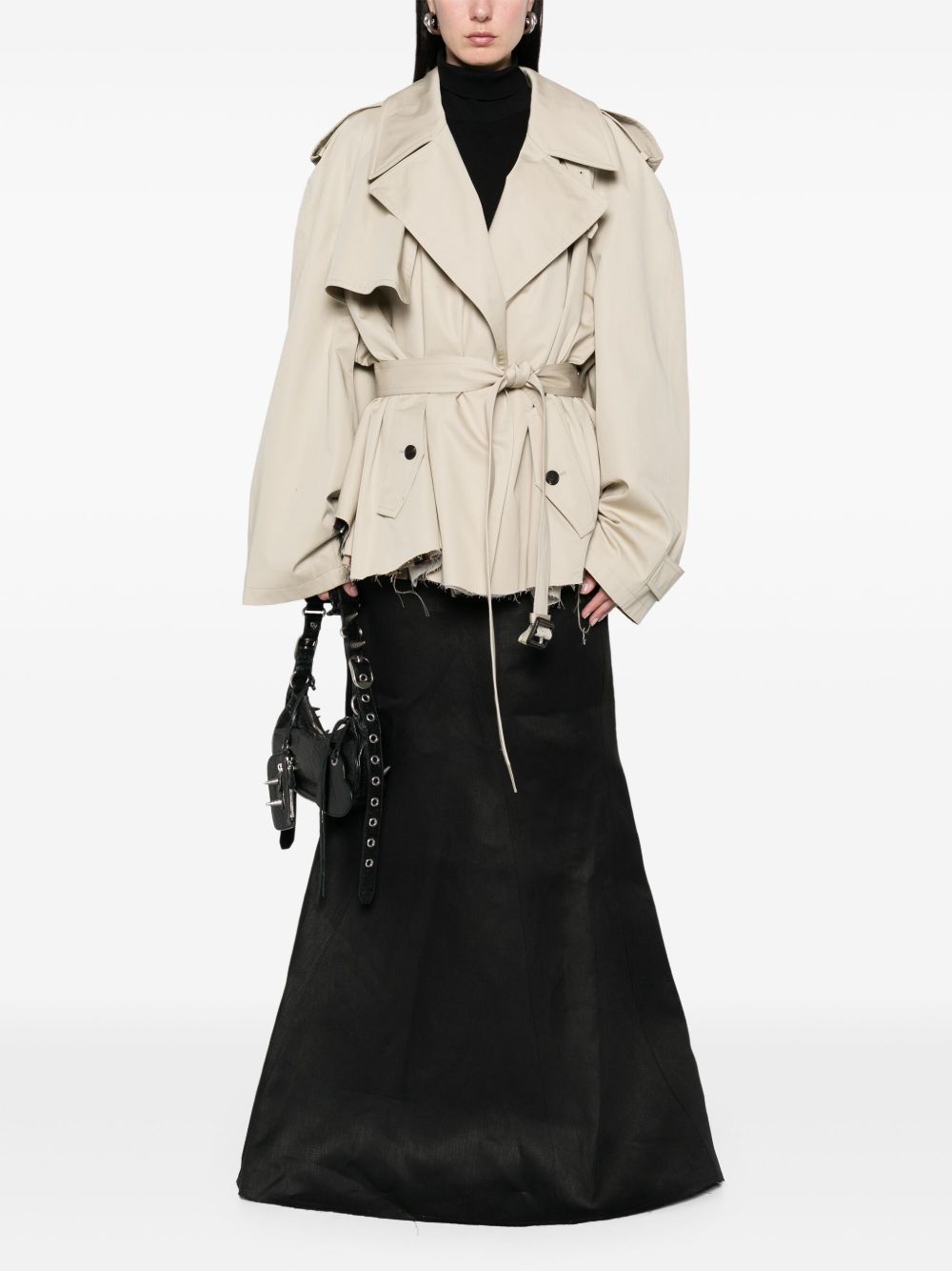 Balenciaga Women Cotton Cropped Trench Coat