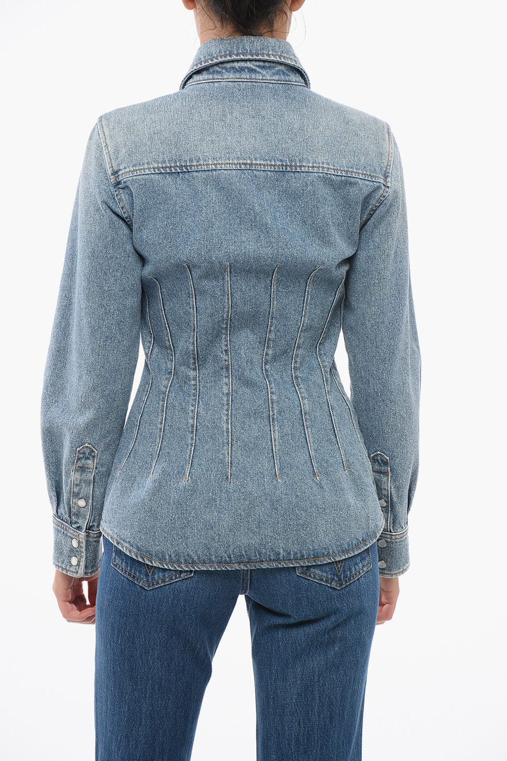 Chloe Stone Washed Slim Fit Denim Shirt