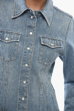 Chloe Stone Washed Slim Fit Denim Shirt