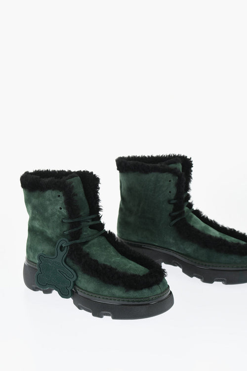 Burberry Suede CHUGGA Ankle Boots with Real Fur Inner