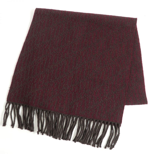 Fendi Wool Fringe Scarf Shawl Brown Bordeaux