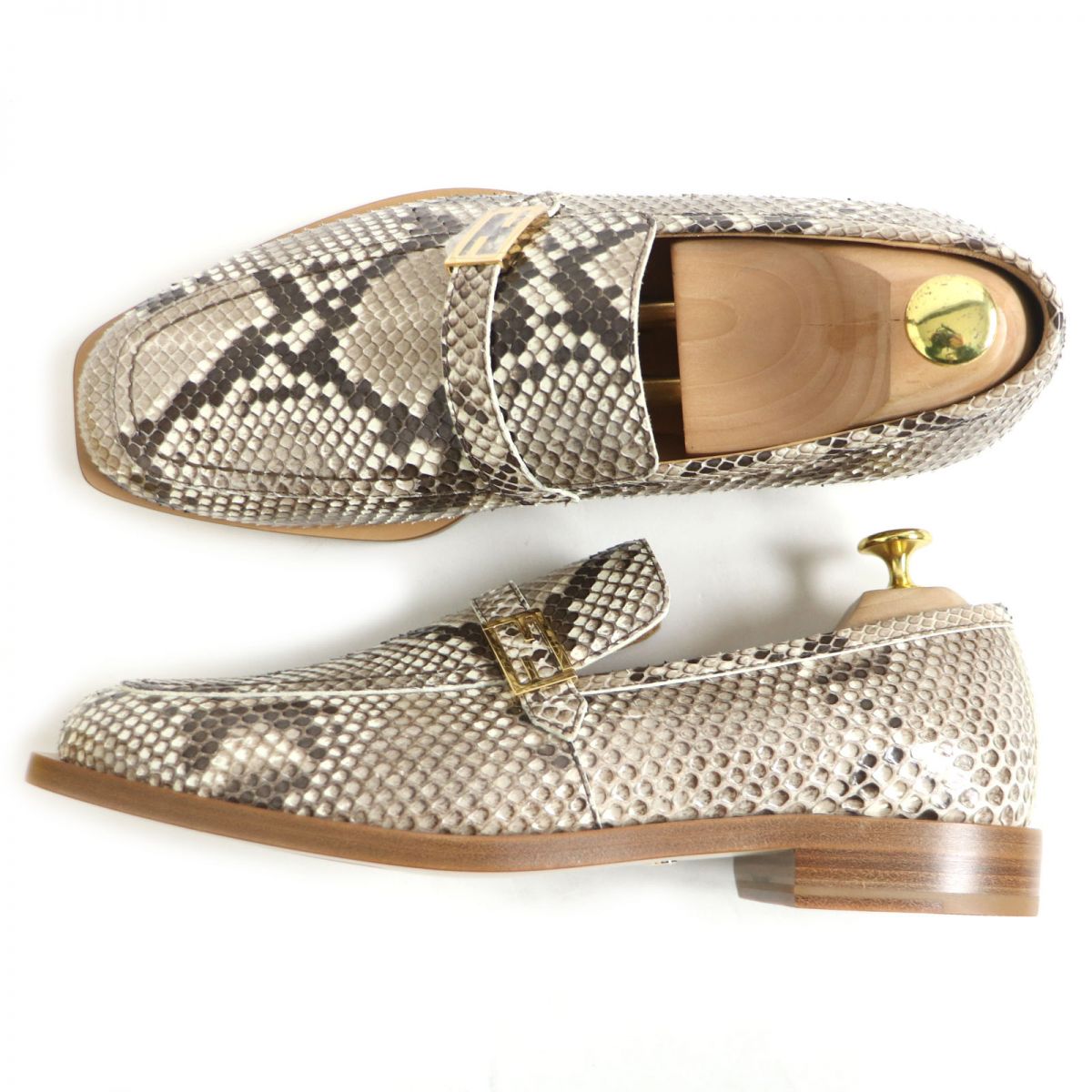 Fendi Python Leather Loafers Brown 9