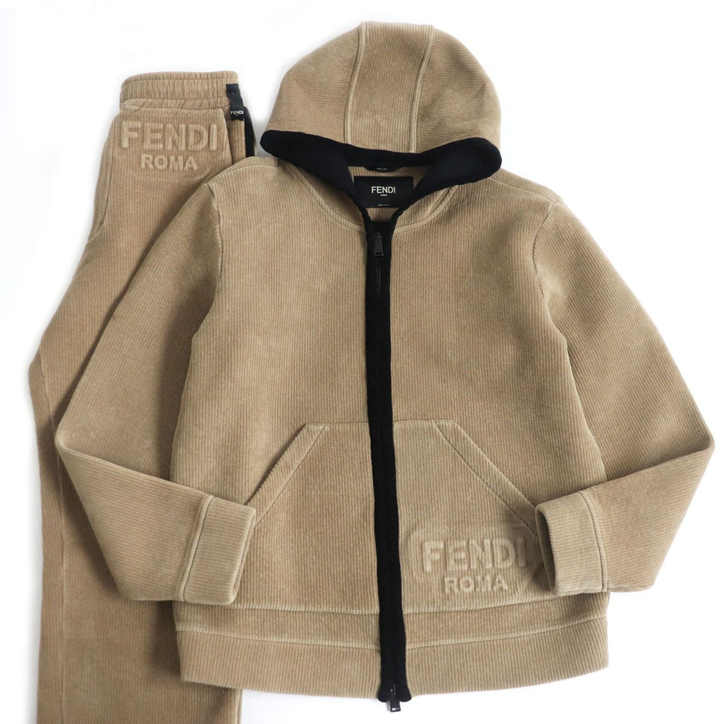 Fendi Corduroy Hoodie Jogger Pants Set Beige 46