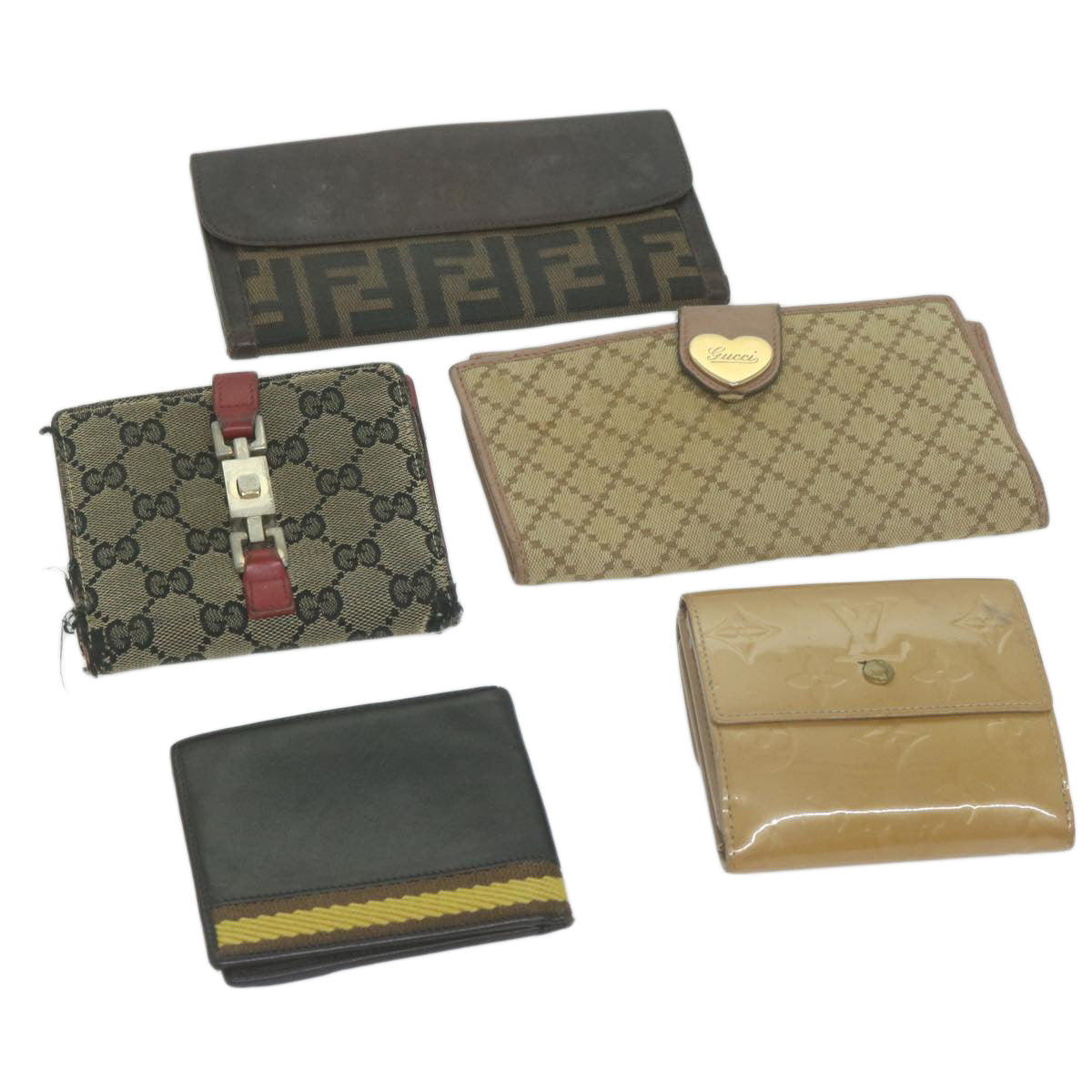 GUCCI Fendi Louis Vuitton Monogram Vernis Zucca GG Wallet 5Set  tb1031