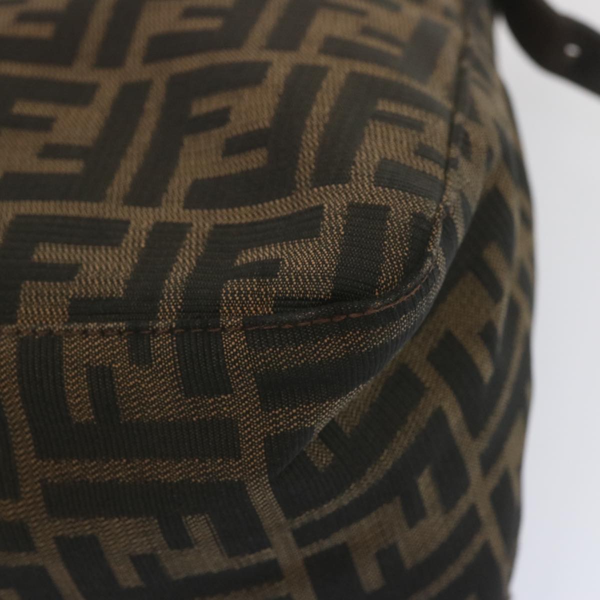 FENDI Zucca Canvas Mamma Baguette Shoulder Bag Black Browntb1055