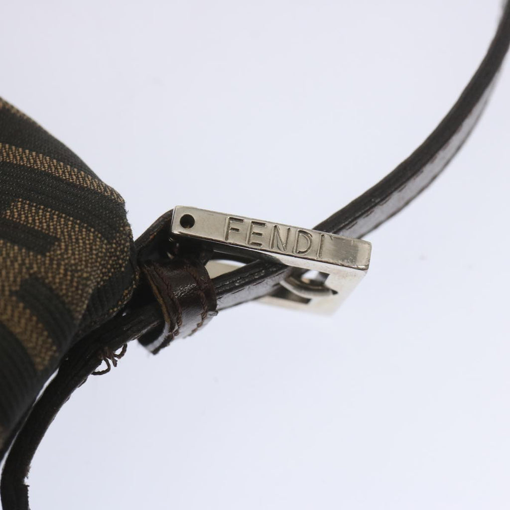 FENDI Zucca Canvas Mamma Baguette Shoulder Bag Black Browntb1055