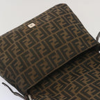FENDI Zucca Canvas Mamma Baguette Shoulder Bag Black Browntb1055