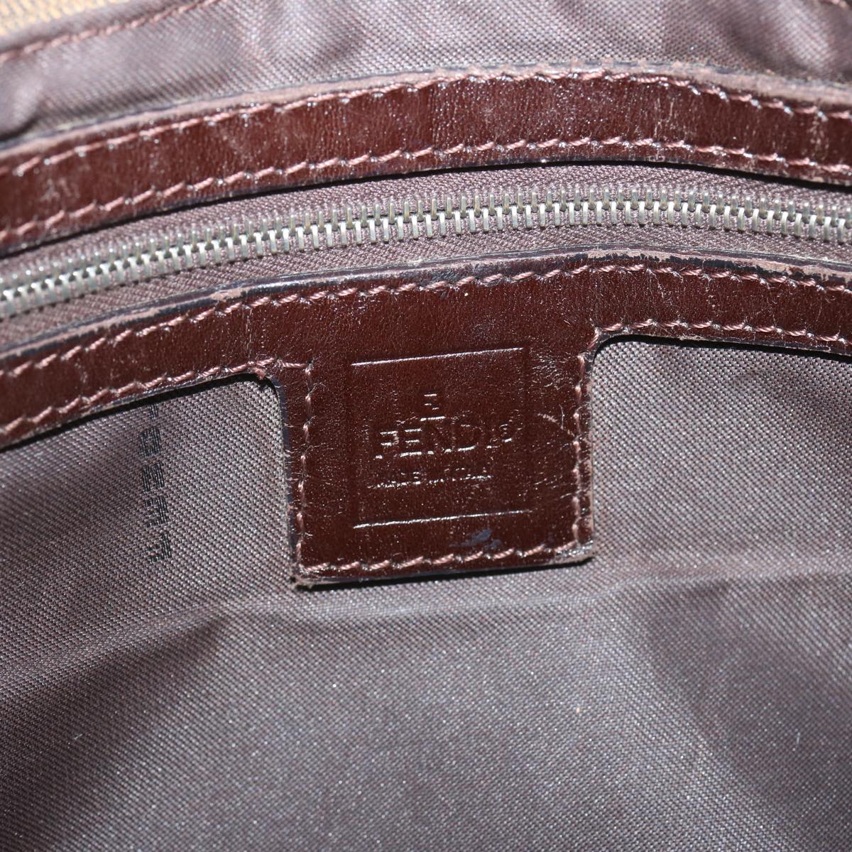 FENDI Zucca Canvas Mamma Baguette Shoulder Bag Black Browntb1055