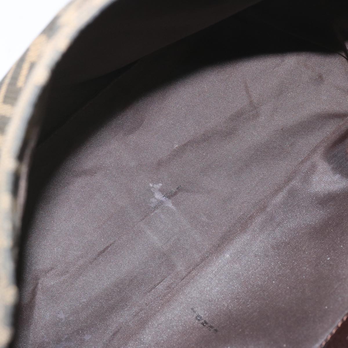 FENDI Zucca Canvas Mamma Baguette Shoulder Bag Black Browntb1055