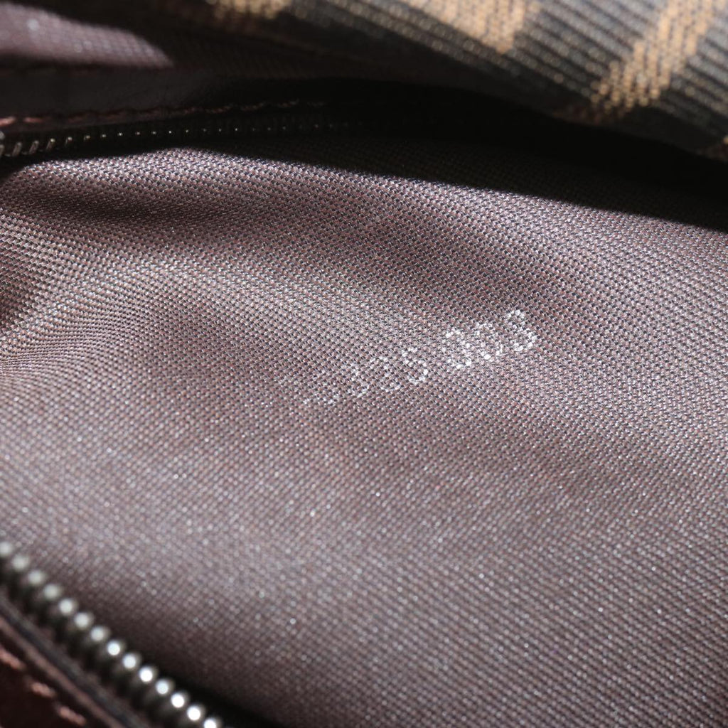 FENDI Zucca Canvas Mamma Baguette Shoulder Bag Black Browntb1055