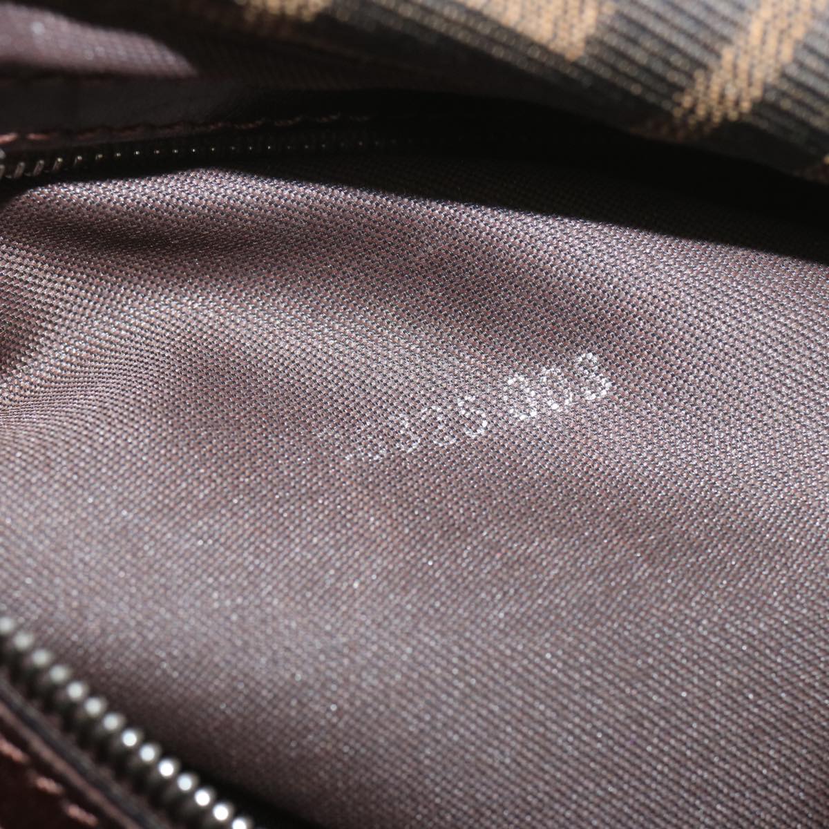 FENDI Zucca Canvas Mamma Baguette Shoulder Bag Black Browntb1055