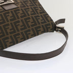 FENDI Zucca Canvas Mamma Baguette Shoulder Bag Black Browntb1055