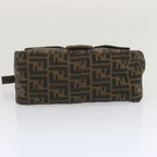 FENDI Zucca Canvas Mamma Baguette Shoulder Bag Black Browntb1055