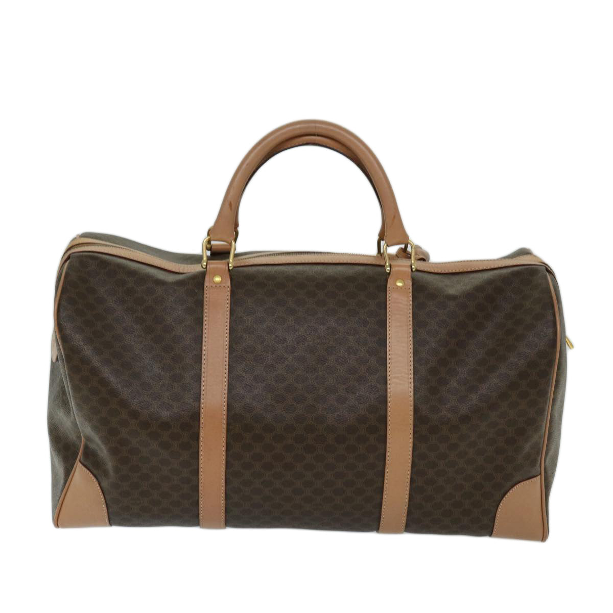 CELINE Macadam Canvas Boston Bag PVC Brown  tb1060