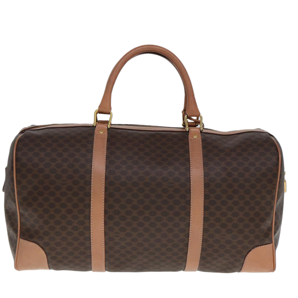 CELINE Macadam Canvas Boston Bag PVC Leather Brown  tb1107