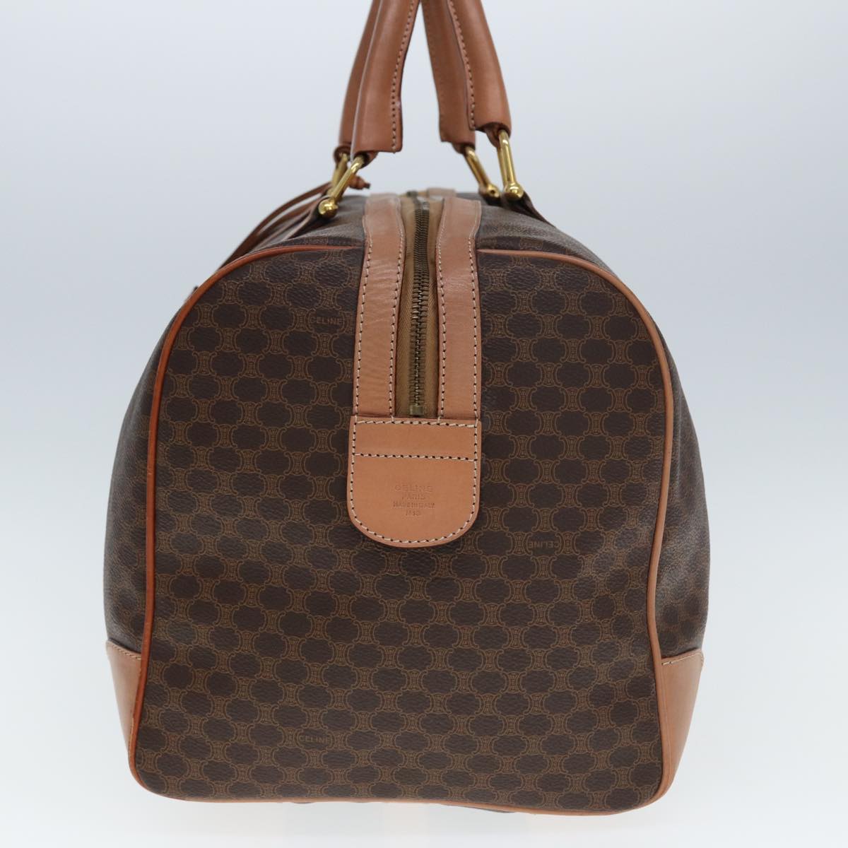 CELINE Macadam Canvas Boston Bag PVC Leather Brown  tb1107