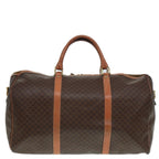 CELINE Macadam Canvas Boston Bag PVC Leather 2way Brown Gold Auth tb1116