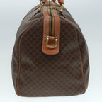 CELINE Macadam Canvas Boston Bag PVC Leather 2way Brown Gold Auth tb1116