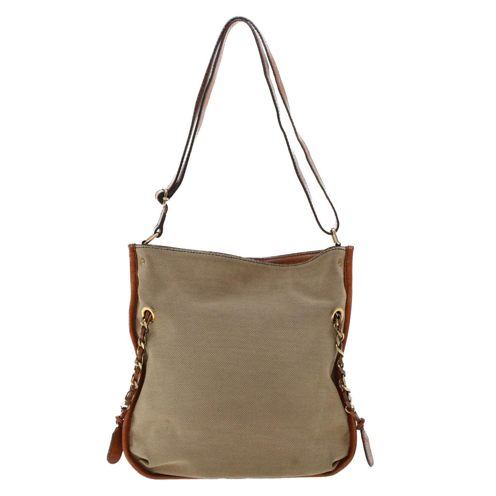 Chloe Shoulder Bag Canvas Leather Beige tb732