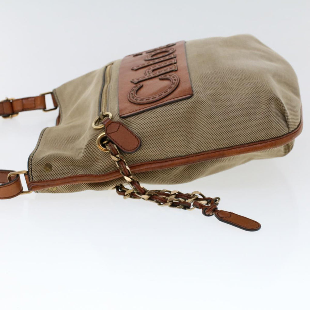 Chloe Shoulder Bag Canvas Leather Beige tb732