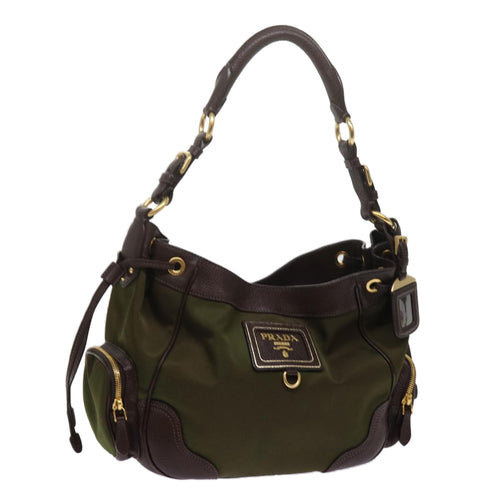 PRADA Shoulder Bag Nylon Khaki  tb969