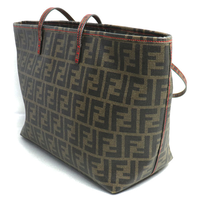Fendi Zucca Pattern Handbag Brown Red