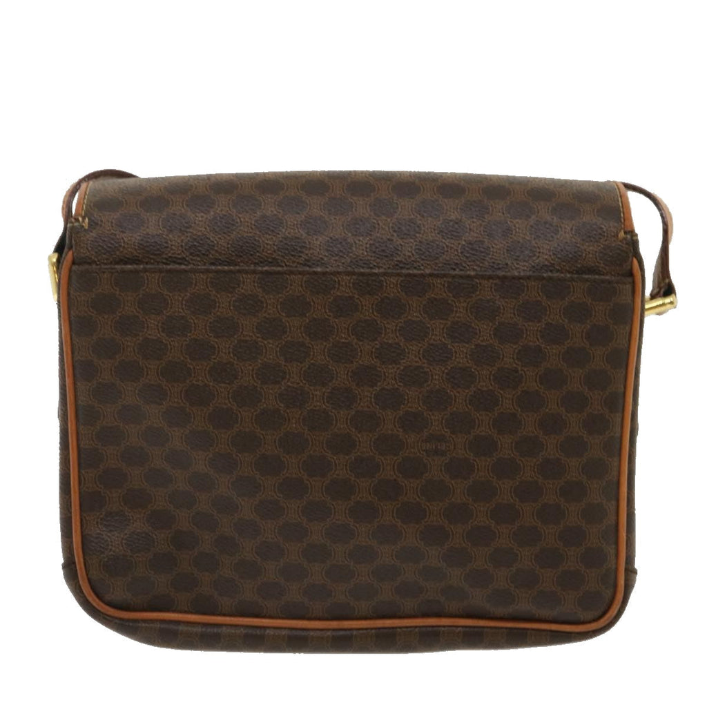 CELINE Macadam Canvas Shoulder Bag PVC Leather Brown  th2544