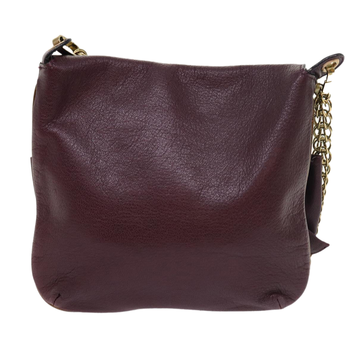 Chloe Chain Shoulder Bag Leather Purple th3995
