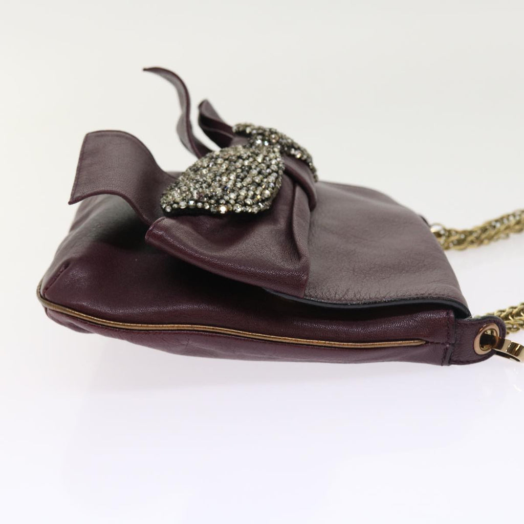 Chloe Chain Shoulder Bag Leather Purple th3995